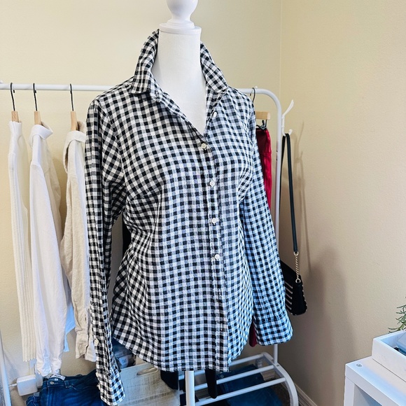 J. Crew | black & white gingham The Perfect Shirt sz. S - Picture 3 of 9